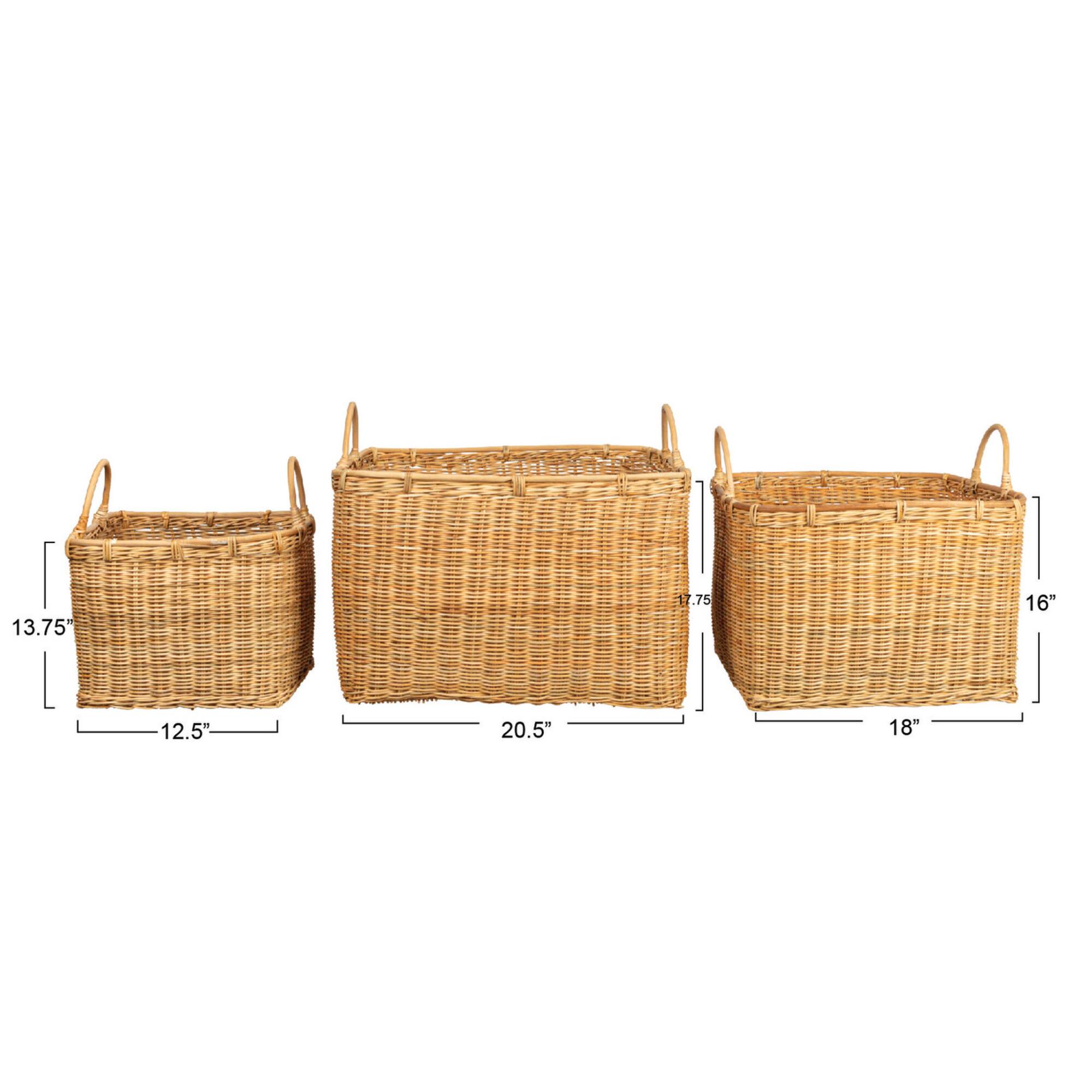 Hello Honey® Natural Square Rattan Basket Set with Handles